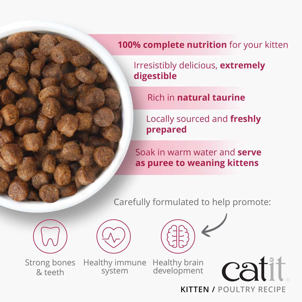 Catit Recipes Kitten Poultry Dry Cat Food – complete nutrition with taurine, supports bones, immunity, and brain development
