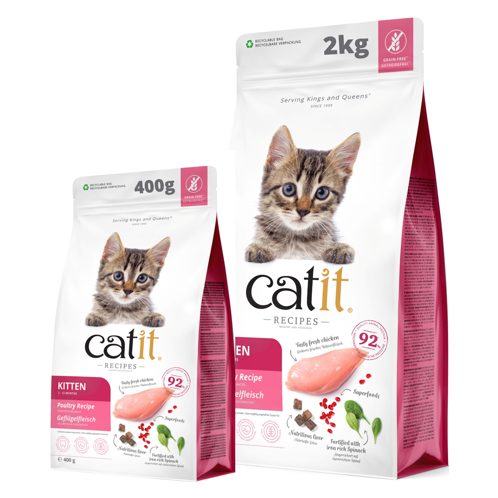 Catit Recipes Kitten Dry Cat Food – Poultry recipe, 400g and 2kg bags