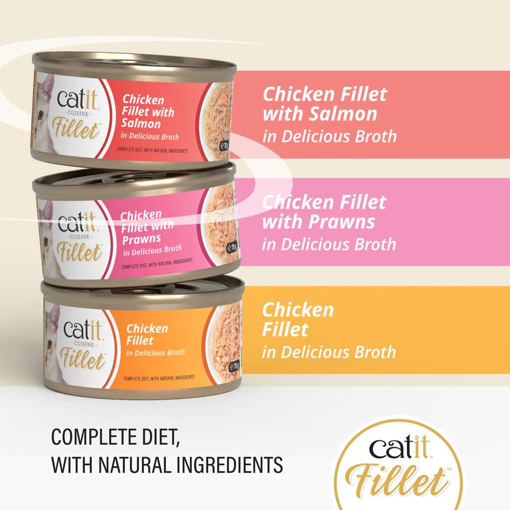 Catit Cuisine Fillet Variety Pack, Chicken or Fish, 12 x 75g