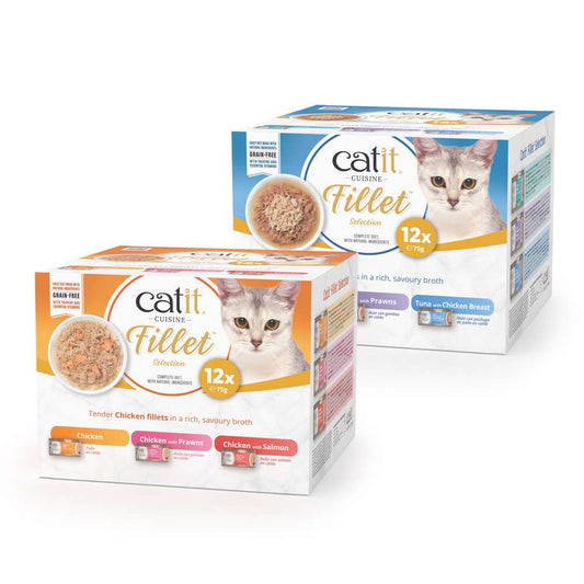 Catit Cuisine Fillet Variety Pack, Chicken or Fish, 12 x 75g