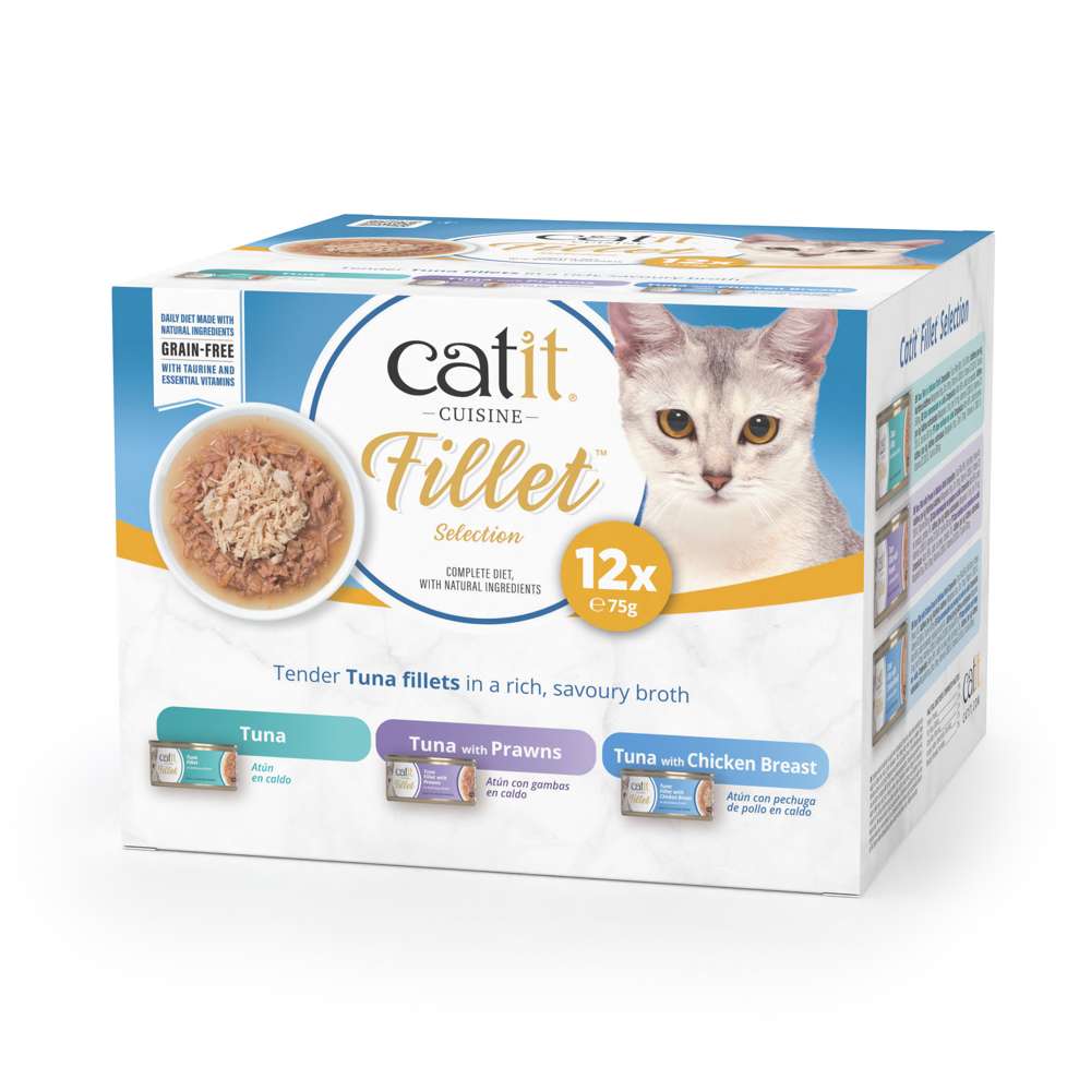 Catit Cuisine Fillet Variety Pack, Chicken or Fish, 12 x 75g