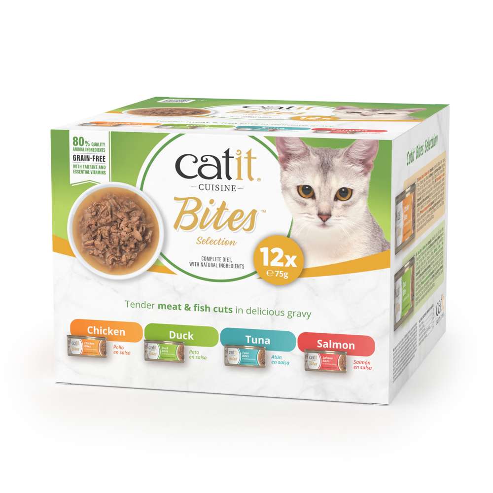 Catit Cuisine Meaty Bites in Gravy - 12 x 75g Variety Pack