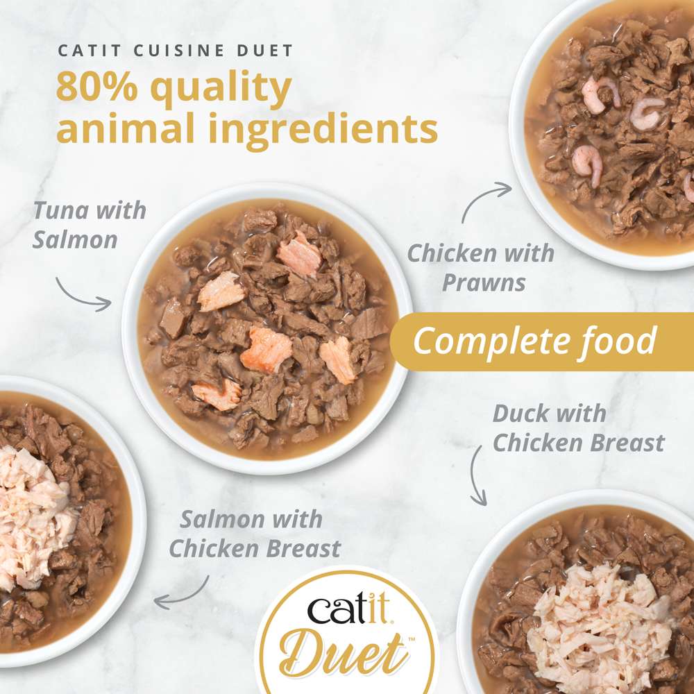 Catit Cuisine Duet - Meaty Bites with Toppings in Gravy - 12 x 75g Variety Pack