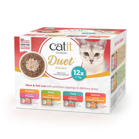Catit Cuisine Duet - Meaty Bites with Toppings in Gravy - 12 x 75g Variety Pack
