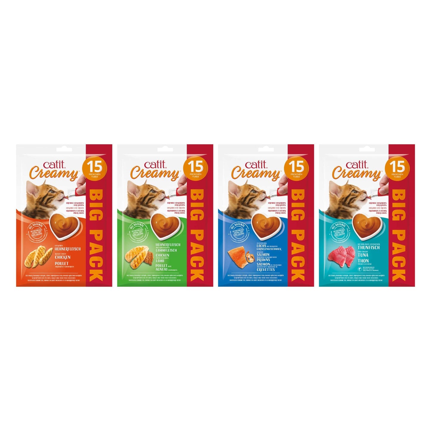 Catit Creamy Cat Treats - 15 Pack - Salmon and Prawn
