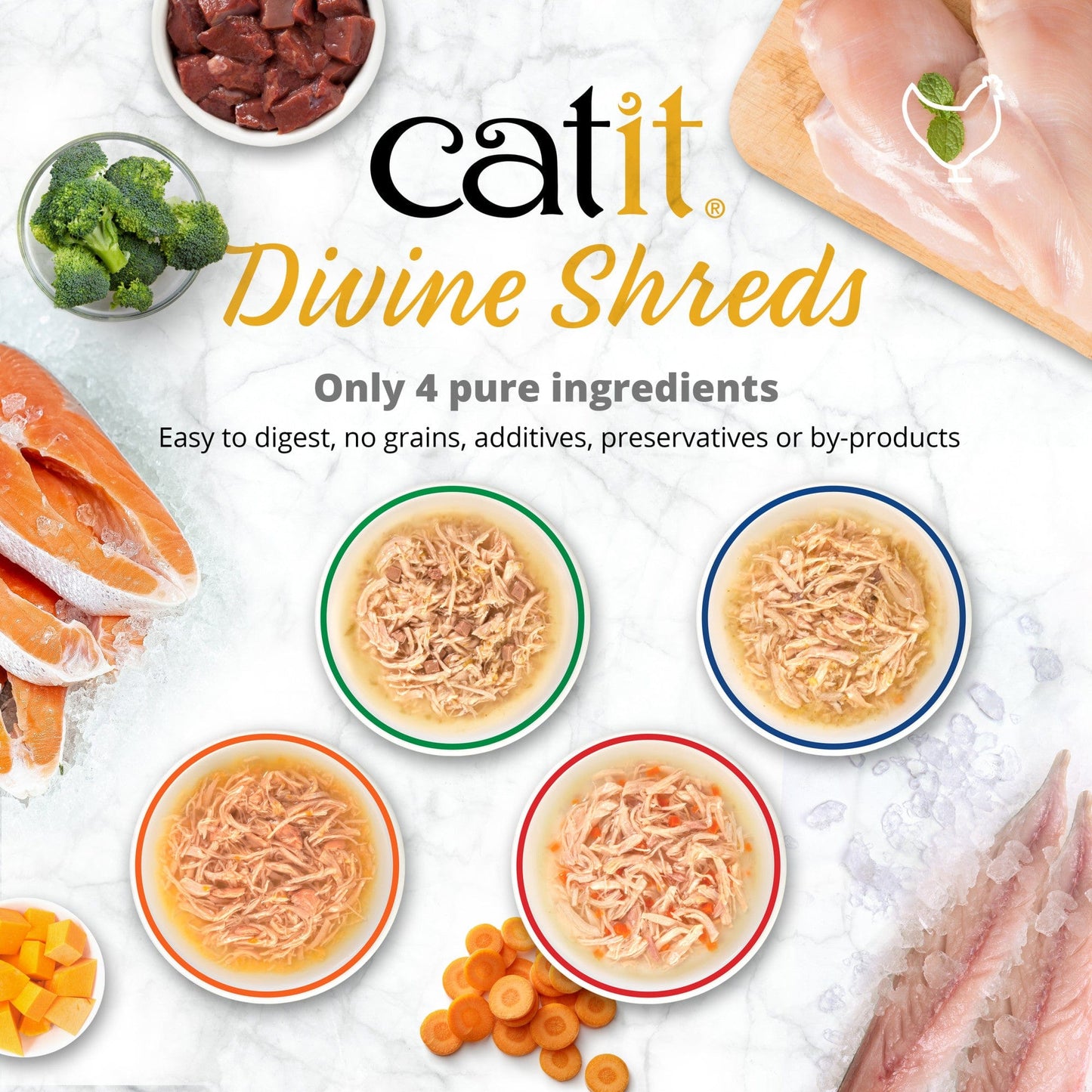 Catit Divine Shreds - Chicken - 18 pack