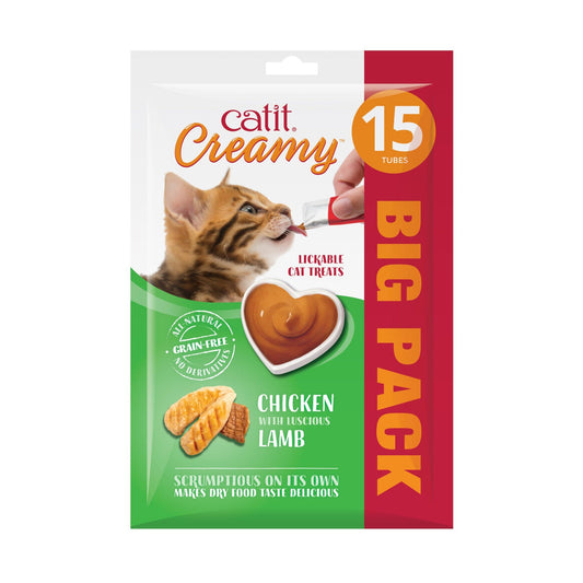 Catit Creamy Cat Treats - 15 Pack - Chicken and Lamb