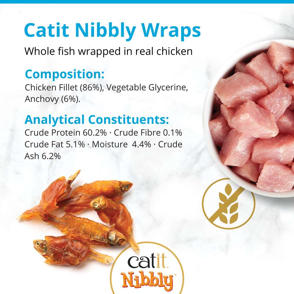 Catit Nibbly Wraps – Chicken & Anchovy Cat Treats