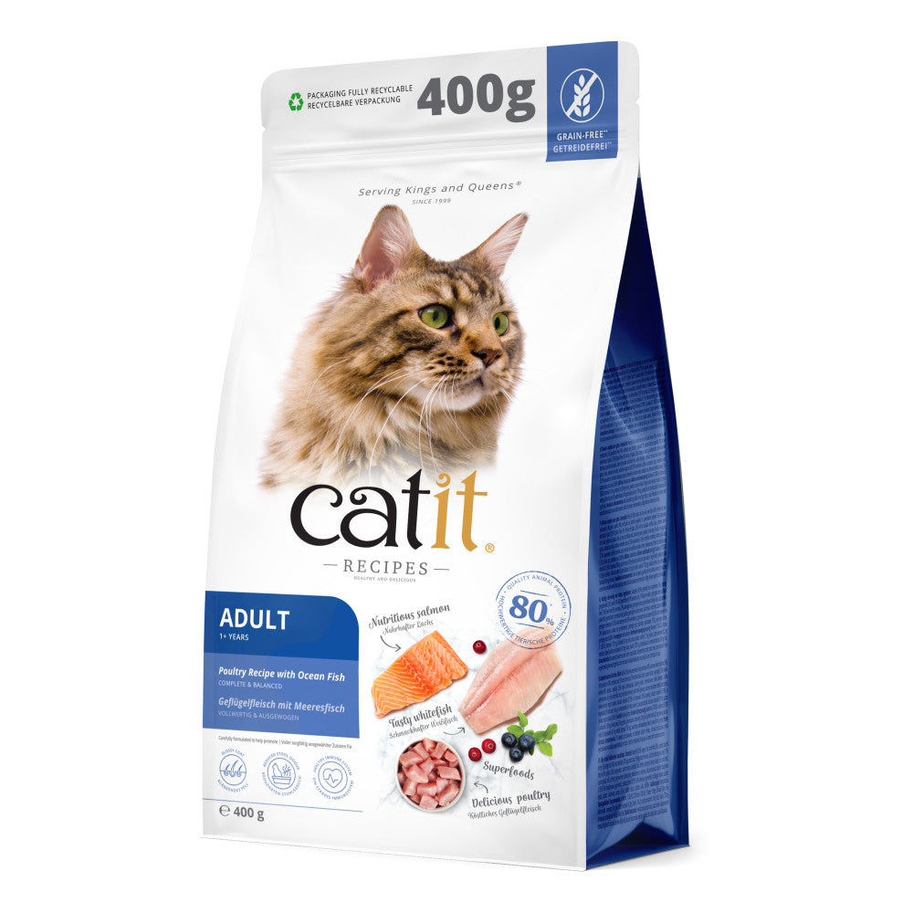 Catit Recipes Adult Poultry with Ocean Fish Dry Cat Food, 400g