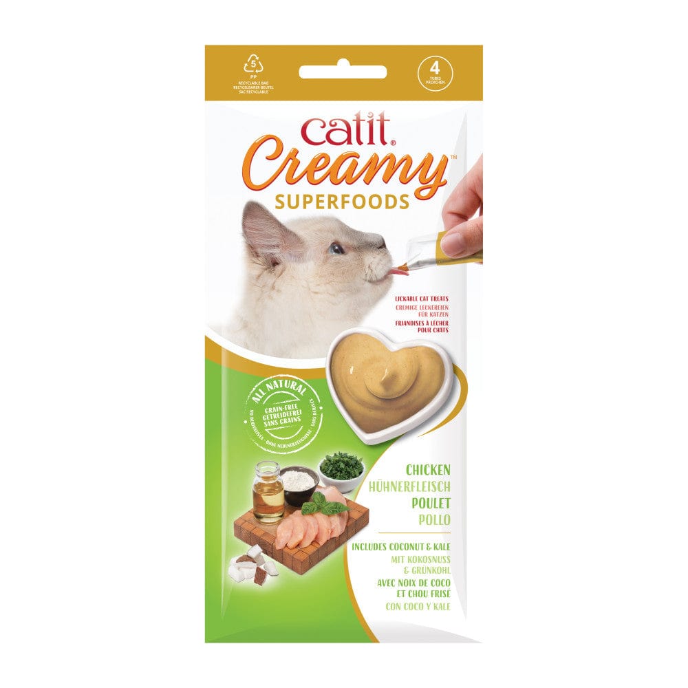Catit Creamy Superfoods Cat Treats - 4 Pack - Chicken with Coconut And Kale