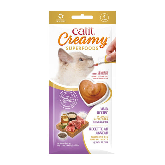 Catit Creamy Superfoods Cat Treats - 4 Pack - Lamb with Quinoa And Chia