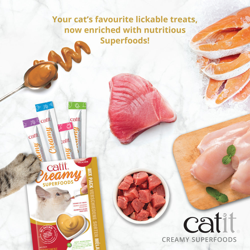 Catit Creamy Superfoods Cat Treats - 4 Pack - Chicken with Coconut And Kale