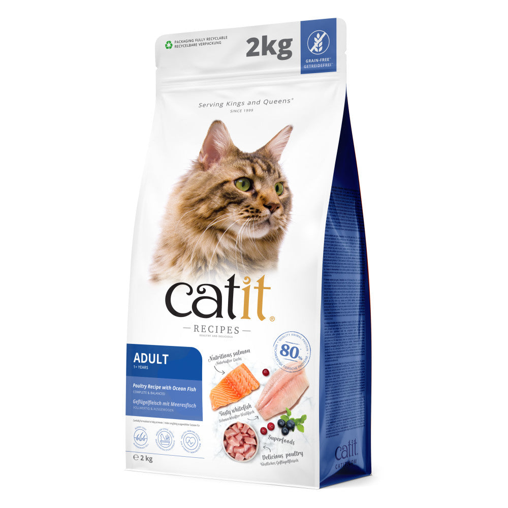 Catit Recipes Adult Poultry with Ocean Fish Dry Cat Food, 2kg