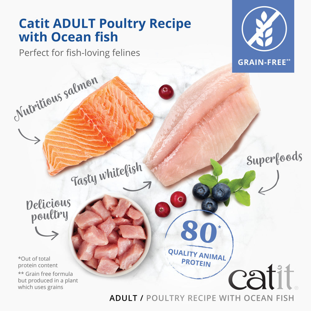 Catit Recipes Adult Poultry with Ocean Fish Dry Cat Food, 400g