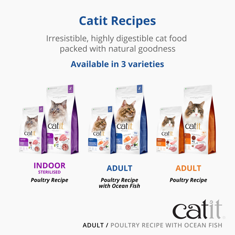 Catit Recipes Adult Poultry with Ocean Fish Dry Cat Food, 400g