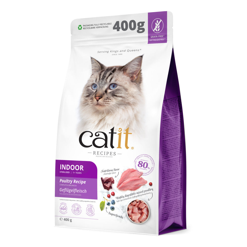 Catit Recipes Adult Indoor Poultry Dry Cat Food, 400g